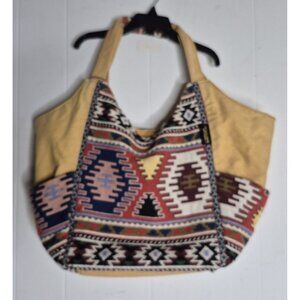 Catori Sun Sand Southwest Geometric Tapestry Fabric Shoulder Tote Hobo Bag